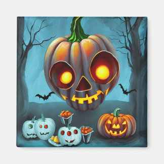 Spooky Halloween Art 2: Cute Pumpkin Monsters Magnet