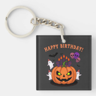 Spooky Halloween B-day Pumpkin Cake & Ghosts Key Ring