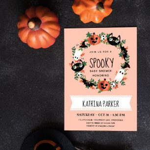 Spooky Halloween Baby Shower Baby Girl Invitation
