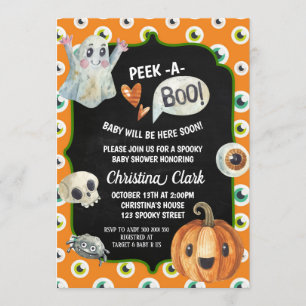 Spooky Halloween Baby Shower Peek a Boo Ghost Invitation