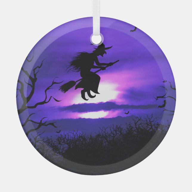 Spooky Halloween background design. Glass Tree Decoration (Front)