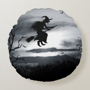 Spooky Halloween Background Vintage Design Round Cushion