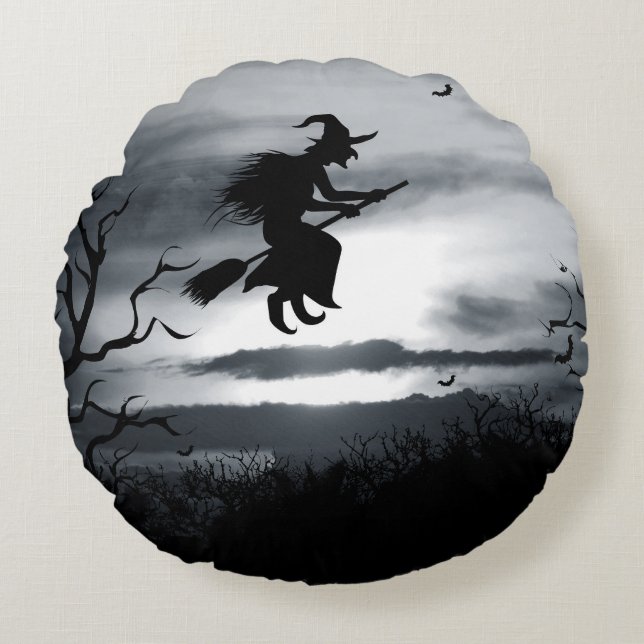 Spooky Halloween Background Vintage Design Round Cushion (Front)