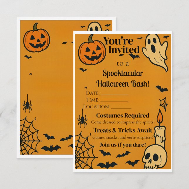 Spooky Halloween Bash Invite | Ghosts & Games (Front/Back)