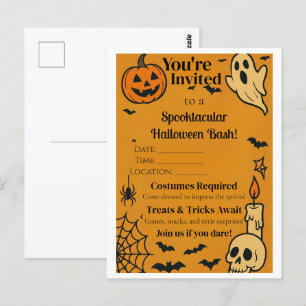 Spooky Halloween Bash Invite   Ghosts & Games Postcard