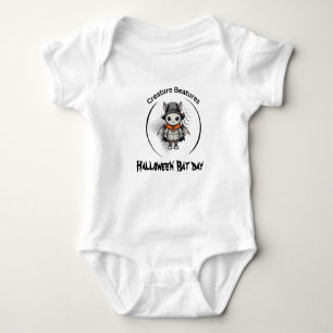 Spooky Halloween bat day in Disguise girly white Baby Bodysuit
