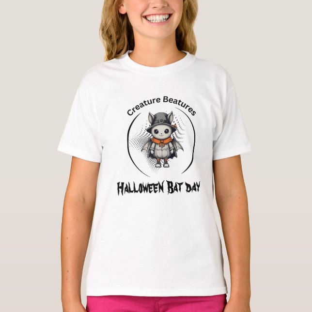 Spooky Halloween bat day in Disguise girly white T-Shirt (Front)