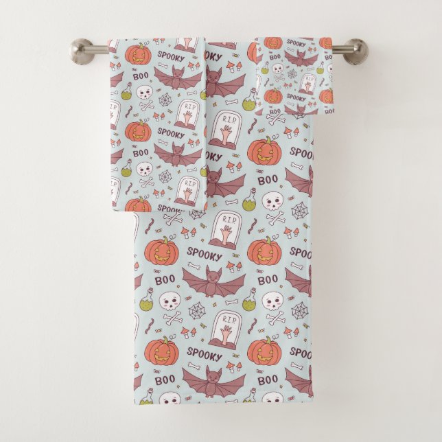 Spooky Halloween Bath Towel Set (Insitu)