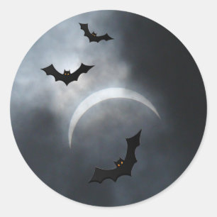 Spooky Halloween Bats In Eclipse Classic Round Sticker