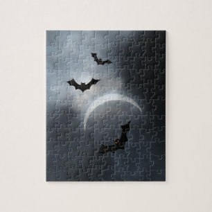 Spooky Halloween Bats In Eclipse Jigsaw Puzzle