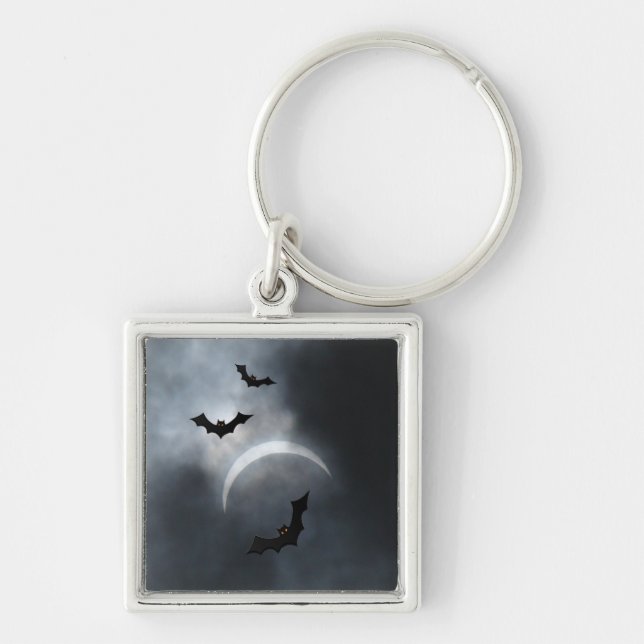 Spooky Halloween Bats In Eclipse Key Ring (Front)