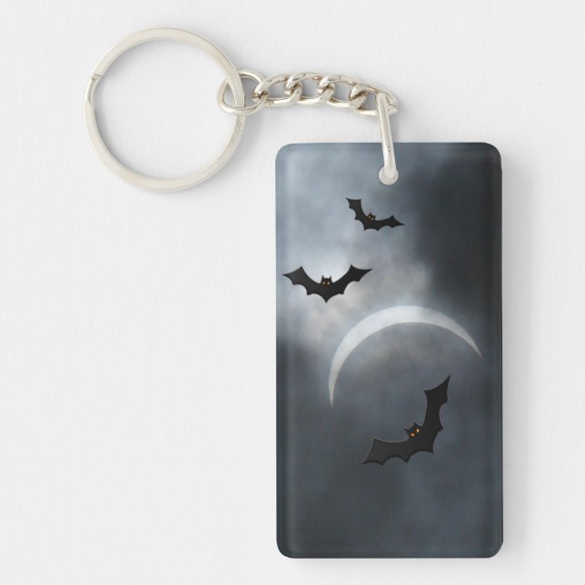 Spooky Halloween Bats In Eclipse Key Ring (Front)