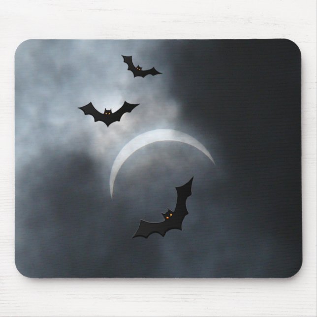 Spooky Halloween Bats In Eclipse Mouse Mat (Front)