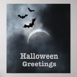 Spooky Halloween Bats In Eclipse Poster