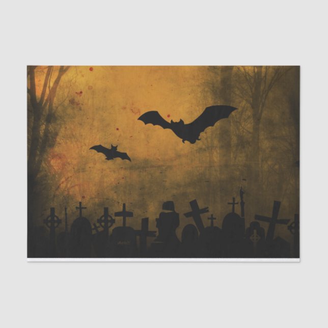 Spooky Halloween Bats in the Graveyard Tissue Paper (Front)