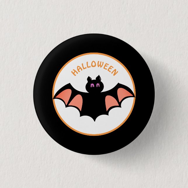 Spooky Halloween Bats on Black & White 3 Cm Round Badge (Front)