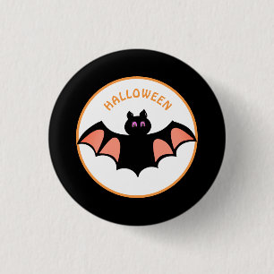 Spooky Halloween Bats on Black & White 3 Cm Round Badge