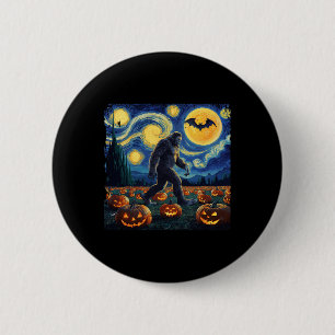 Spooky Halloween Bigfoot Starry Night Van Gogh 6 Cm Round Badge