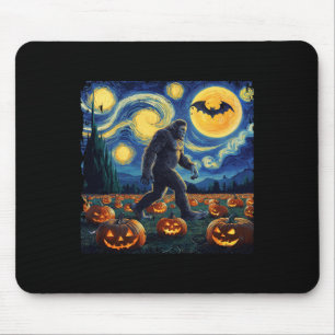 Spooky Halloween Bigfoot Starry Night Van Gogh  Mouse Mat