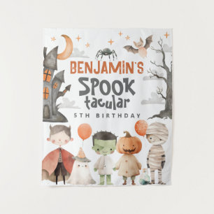 Spooky Halloween Birthday Party Backdrop Tapestry