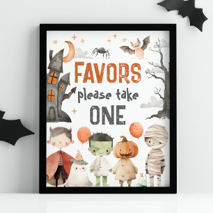 Spooky Halloween Birthday Party Favors Sign
