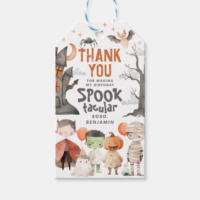 Spooky Halloween Birthday Party Favour Tags (Front)