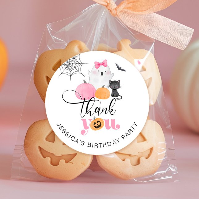 Spooky Halloween birthday thank you Classic Round Sticker (Creator Uploaded)
