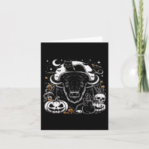 Spooky Halloween Bison Pumpkin Buffalo Cat Funny G Card