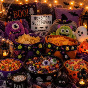 Spooky Halloween Black Baby Monsters Grosgrain Ribbon