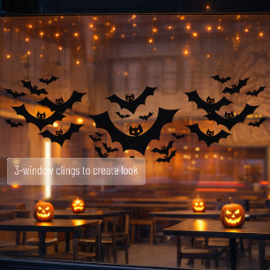 Spooky Halloween Black Bats Window Cling