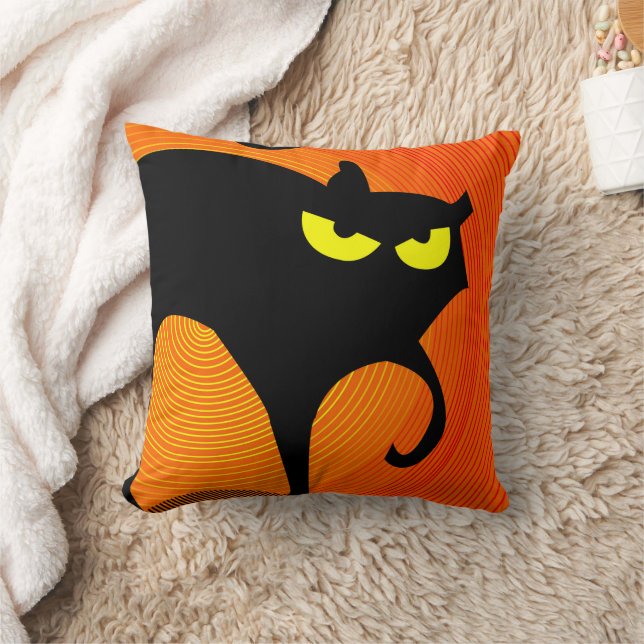 Spooky Halloween Black Cat  Cushion (Blanket)