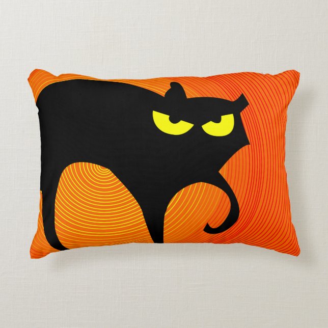 Spooky Halloween Black Cat  Decorative Cushion (Front)
