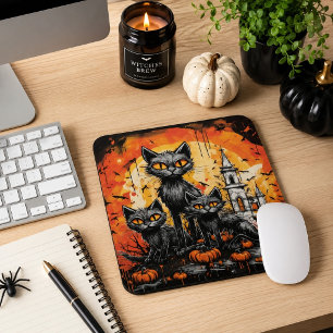 Spooky Halloween Black Cat T-Shirt Mouse Mat