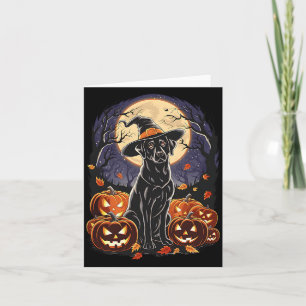 Spooky Halloween Black Labrador Retriever Witch Card