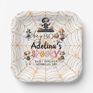 Spooky Halloween Boo Skeletons Costume Baby Shower Paper Plate