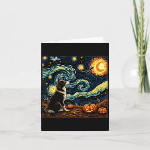 Spooky Halloween Border Collie Dog Starry Night Card