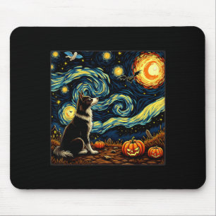 Spooky Halloween Border Collie Dog Starry Night Mouse Mat