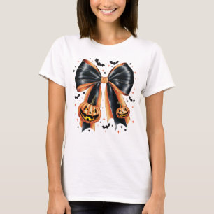 Spooky Halloween Bow Cute Pumpkin Trick or Treat T-Shirt