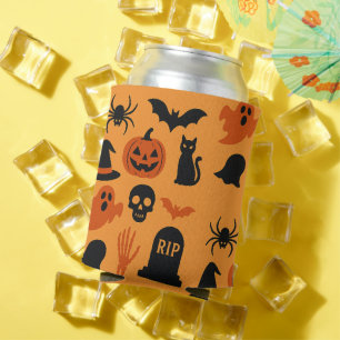 Spooky Halloween Can Cooler – Black & Orange Trick