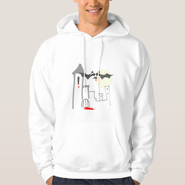 Spooky Halloween Castle, masquerade bat, moon Hoodie (Front)