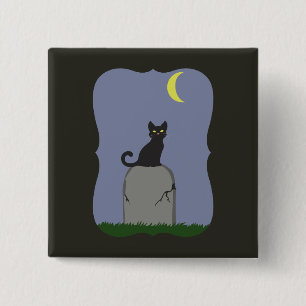 Spooky Halloween Cat 15 Cm Square Badge