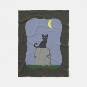 Spooky Halloween Cat Fleece Blanket
