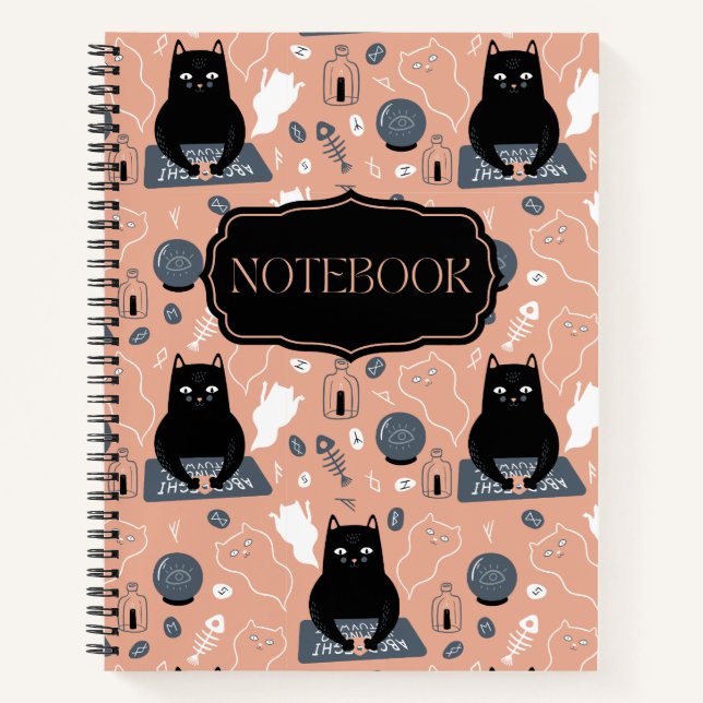 Spooky Halloween Cat Ghosts Notebook (Front)