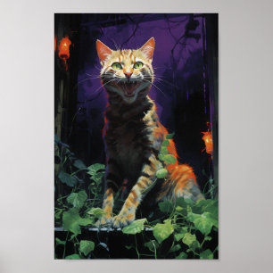 Spooky Halloween Cat Poster