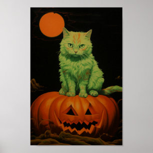 Spooky Halloween Cat Poster