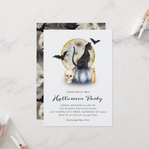 Spooky Halloween Cat Pumpkin Party Invitation