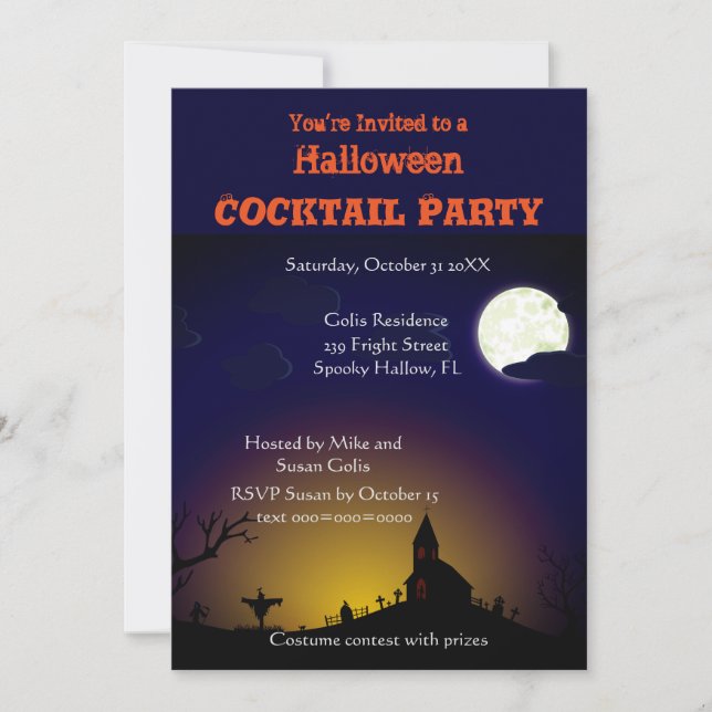 Spooky Halloween  Cocktail Party Invitation (Front)