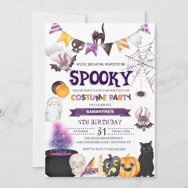 Spooky Halloween Costume Birthday Party Invitation (Front)
