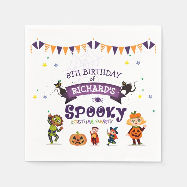 Spooky Halloween Costume Kids Birthday Party Napkin (Front)