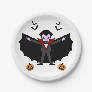 Spooky Halloween Costume Party Dracula Vampire Paper Plate